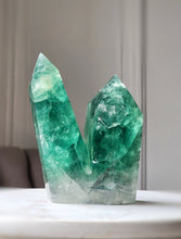이미지를 갤러리 뷰어에 로드 , Chunky Green Fluorite Twin Tower - 1.11kg #58