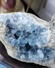 이미지를 갤러리 뷰어에 로드 , High Grade Celestite Cluster on Wooden Stand - 4.9kg #93
