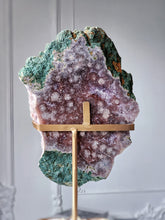 이미지를 갤러리 뷰어에 로드 , Large Pink Amethyst Slab on Gold Stand - 3.45kg #105