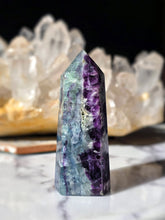 Load image into Gallery viewer, Snowflake Rainbow Fluorite Tower - 555g #119