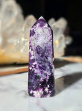 Load image into Gallery viewer, Snowflake Rainbow Fluorite Tower - 555g #119
