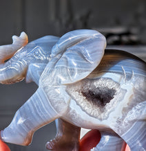 画像をギャラリービューアに読み込む, Blue Agate Geode Elephant Carving - 413g #436