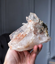 Cargar imagen en el visor de la galería, Double Terminated Himalayan Quartz Cluster x Green Chlorite & Red Hematite Inclusion - 628g #500