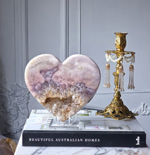 Cargar imagen en el visor de la galería, Large Pink Amethyst Heart on Clear Stand - Half Raw Half Polished 2.5kg #15