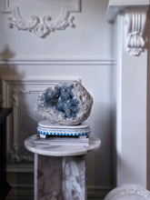 Load image into Gallery viewer, Large High Grade Celestite Geode / Cluster on Wooden Hand Painted Stand - 11.73kg #17