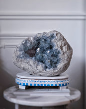 Load image into Gallery viewer, Large High Grade Celestite Geode / Cluster on Wooden Hand Painted Stand - 11.73kg #17