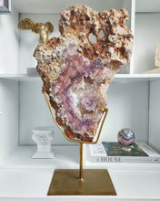 Load image into Gallery viewer, Large Pink Amethyst Flower Slab on Gold Stand - 6.1kg #14