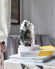 이미지를 갤러리 뷰어에 로드 , Garden Quartz / Lodolite Freeform on Gold Stand - 1.5kg #175