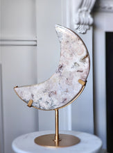 이미지를 갤러리 뷰어에 로드 , Large Pink Amethyst Moon on Gold Stand - 2.4kg #101