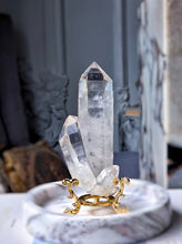 Load image into Gallery viewer, Lemurian Seed Quartz Cluster on Gold Stand - 191g #113