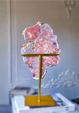 Load image into Gallery viewer, Large Pink & Blue Agate Slab on Gold Stand - 2.28kg #99