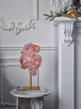 Load image into Gallery viewer, Large Pink & Blue Agate Slab on Gold Stand - 2.28kg #99