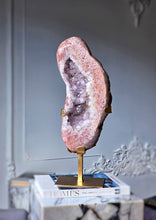 이미지를 갤러리 뷰어에 로드 , Large Pink Amethyst Geode / Slab on Gold Stand - 6.22kg #926