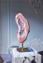 이미지를 갤러리 뷰어에 로드 , Large Pink Amethyst Geode / Slab on Gold Stand - 6.22kg #926