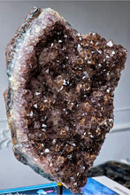 Load image into Gallery viewer, Black Amethyst x Cacoxenite Cluster on Black Stand - 2.58kg #122