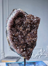 Load image into Gallery viewer, Black Amethyst x Cacoxenite Cluster on Black Stand - 2.58kg #122