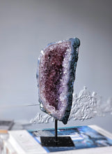 Load image into Gallery viewer, Amethyst x Moss Agate Geode / Cluster on Black Stand - 1.96kg #113