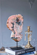 이미지를 갤러리 뷰어에 로드 , Pink Amethyst x Green Jasper Slab on Black Stand - 1.85kg #17