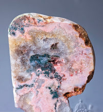 이미지를 갤러리 뷰어에 로드 , Pink Amethyst x Green Jasper Slab on Black Stand - 1.85kg #17