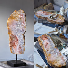 Cargar imagen en el visor de la galería, Pink Amethyst Slab on Black Stand - 1.75kg #46