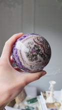 Load and play video in Gallery viewer, Chevron Amethyst x Smoky Quartz Sphere - 800g #97