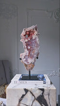 비디오를 갤러리 뷰어 Pink Amethyst Slab on Black Stand - 2.35kg #121에 로드 및 재생