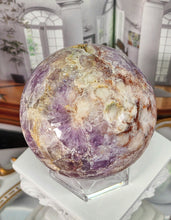 이미지를 갤러리 뷰어에 로드 , Amethyst Flower Agate Sphere - 618g #W1