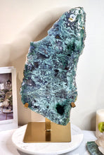 이미지를 갤러리 뷰어에 로드 , Moss Agate Slab on Gold Metal Stand - 3kg #1