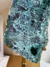 이미지를 갤러리 뷰어에 로드 , Moss Agate Slab on Gold Metal Stand - 3kg #1