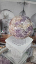 비디오를 갤러리 뷰어 Amethyst Flower Agate Sphere - 618g #W1에 로드 및 재생