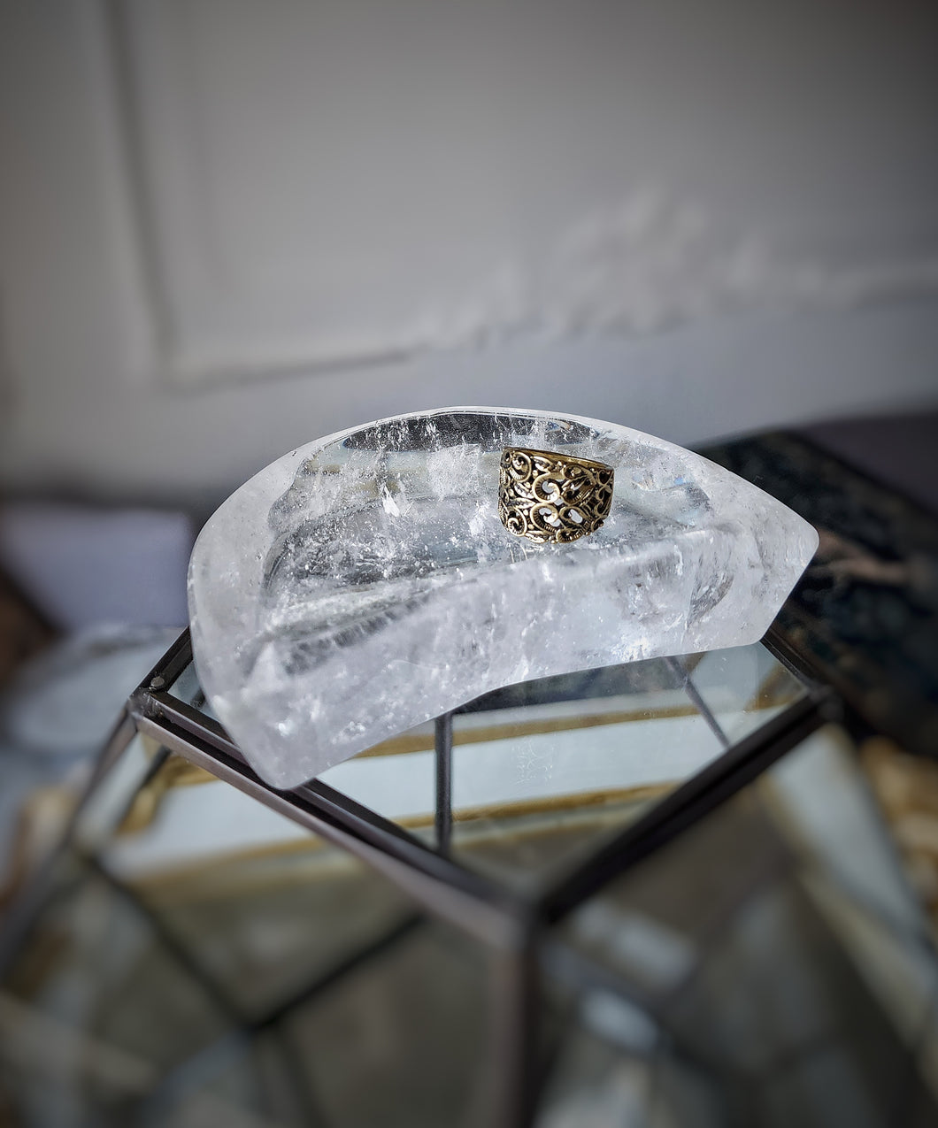 Clear Quartz Moon Bowl - small #099