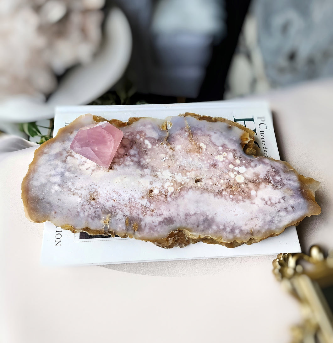 Large Pink Amethyst Flower Agate Slab - 1.71kg #2