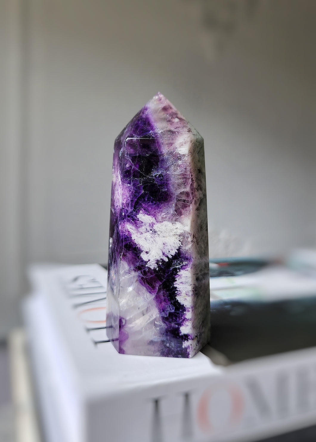 Snowflake Rainbow Fluorite Tower #89