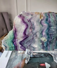 이미지를 갤러리 뷰어에 로드 , Rainbow Fluorite Slab - 784g #132
