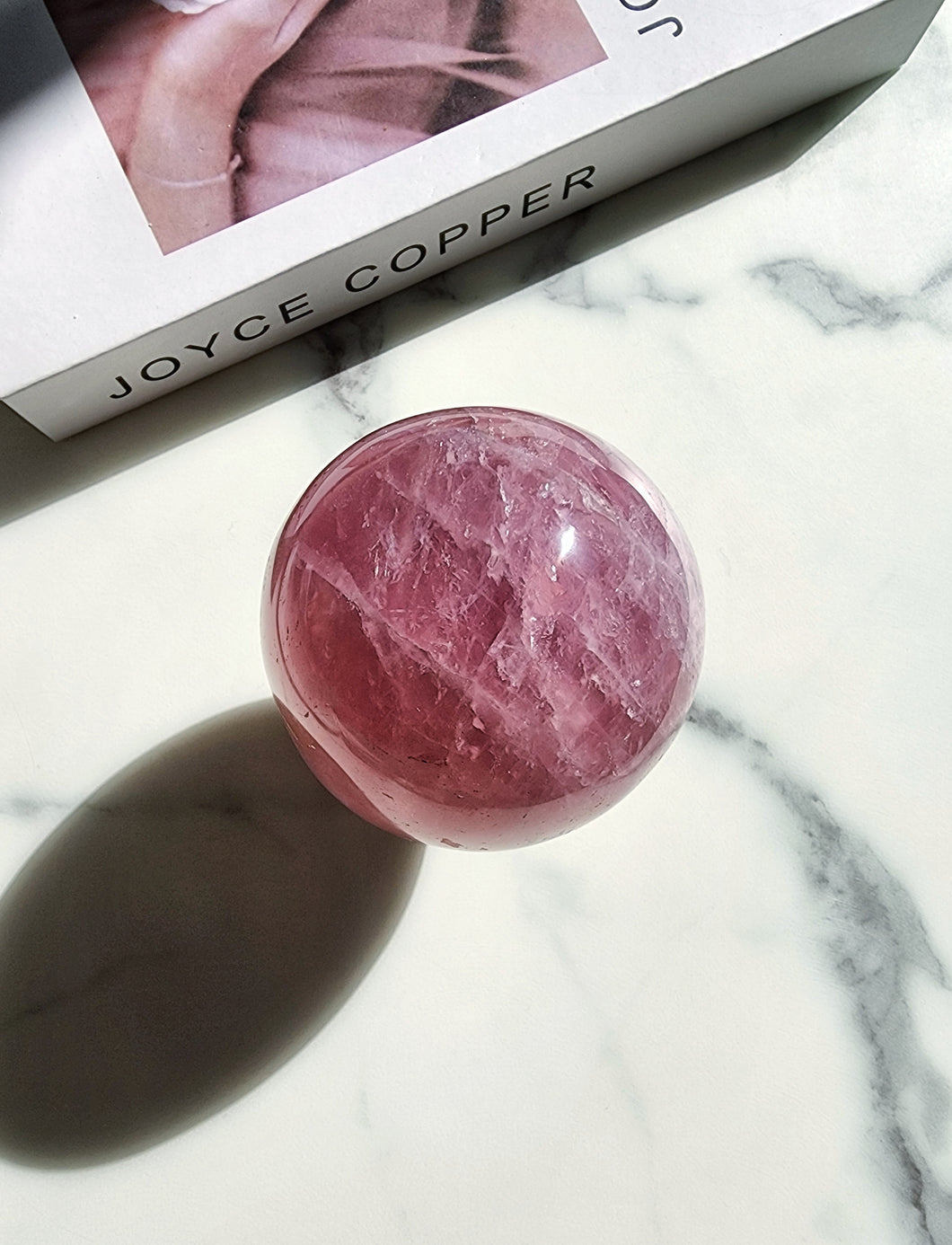 High Grade - Asterism Star Rose Quartz Sphere - Hot Pink 632g #37