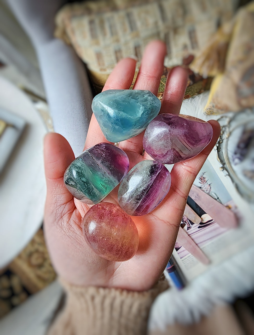 Rainbow Fluorite Tumbled Stones