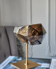 Load image into Gallery viewer, Large Smoky Citrine Double Terminated on Gold Stand - Super Extra Quality 2.26kg #122

