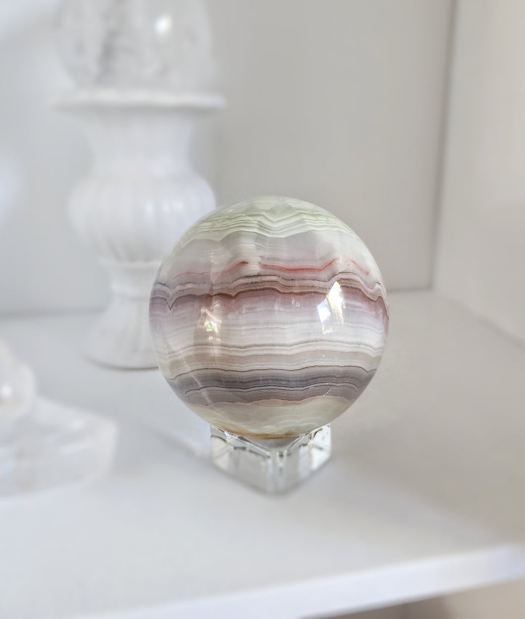 Pink Banded Calcite Sphere - 792g #36