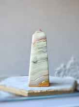 Load image into Gallery viewer, Pink Banded Calcite Tower - 408g #124
