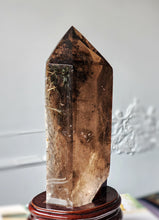 Load image into Gallery viewer, Rutilated Smoky Citrine Tower | Half Raw Half Polished on stand -  1.62kg #143
