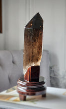 Load image into Gallery viewer, Rutilated Smoky Citrine Tower | Half Raw Half Polished on stand -  1.62kg #143
