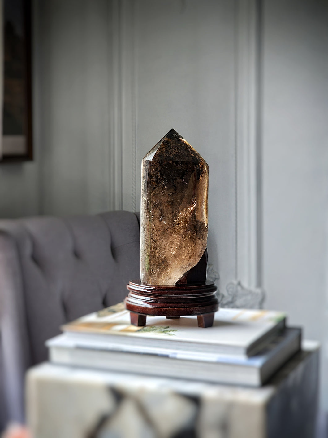 Rutilated Smoky Citrine Tower | Half Raw Half Polished on stand -  1.62kg #143