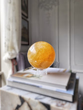 Load image into Gallery viewer, Large Asterism Golden Honey Calcite Sphere - 3.26kg #S1
