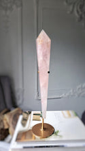 Load image into Gallery viewer, Rose Quartz Wand on Gold Stand - 590g #5
