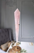 Load image into Gallery viewer, Rose Quartz Wand on Gold Stand - 590g #5
