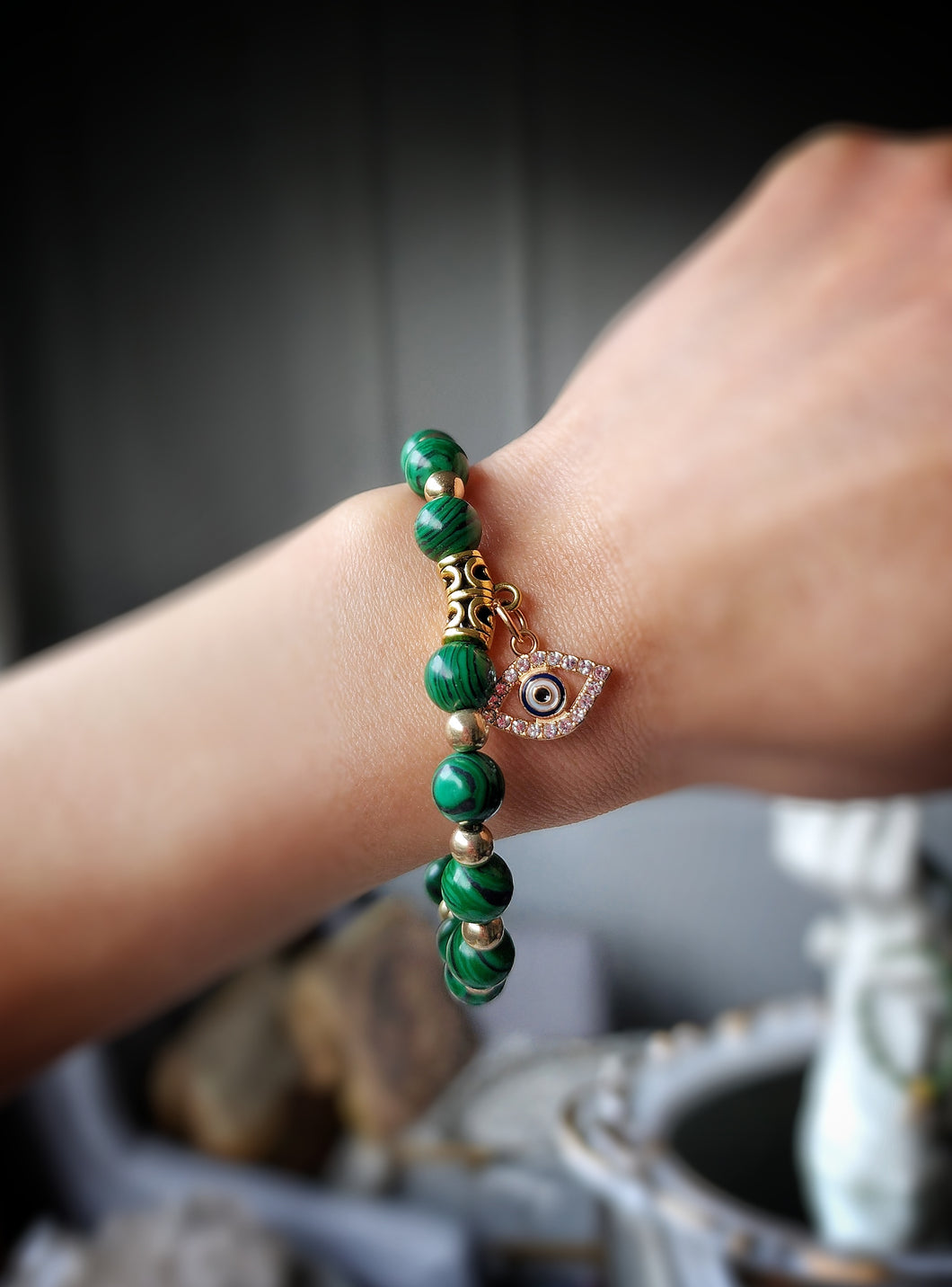 Malachite Evil Eye Bracelet