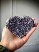 Load image into Gallery viewer, Amethyst Heart / Cluster on Gold Stand - 357g #2
