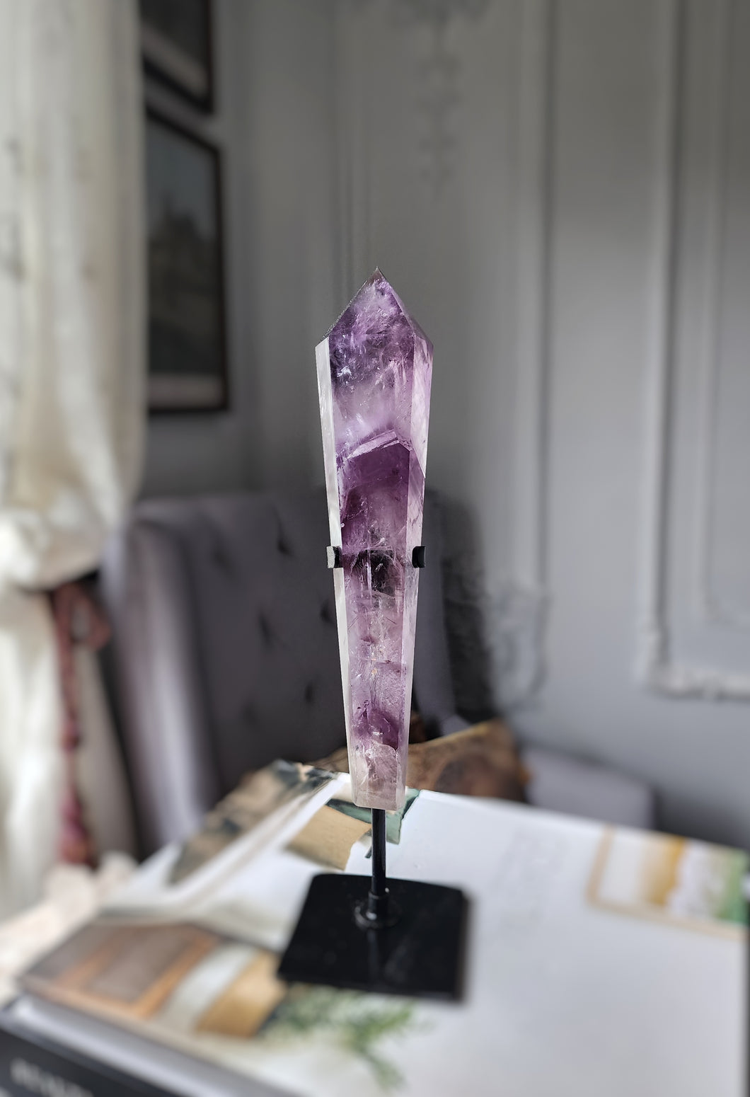 Phantom Amethyst Wand on Black Stand - 480g #3