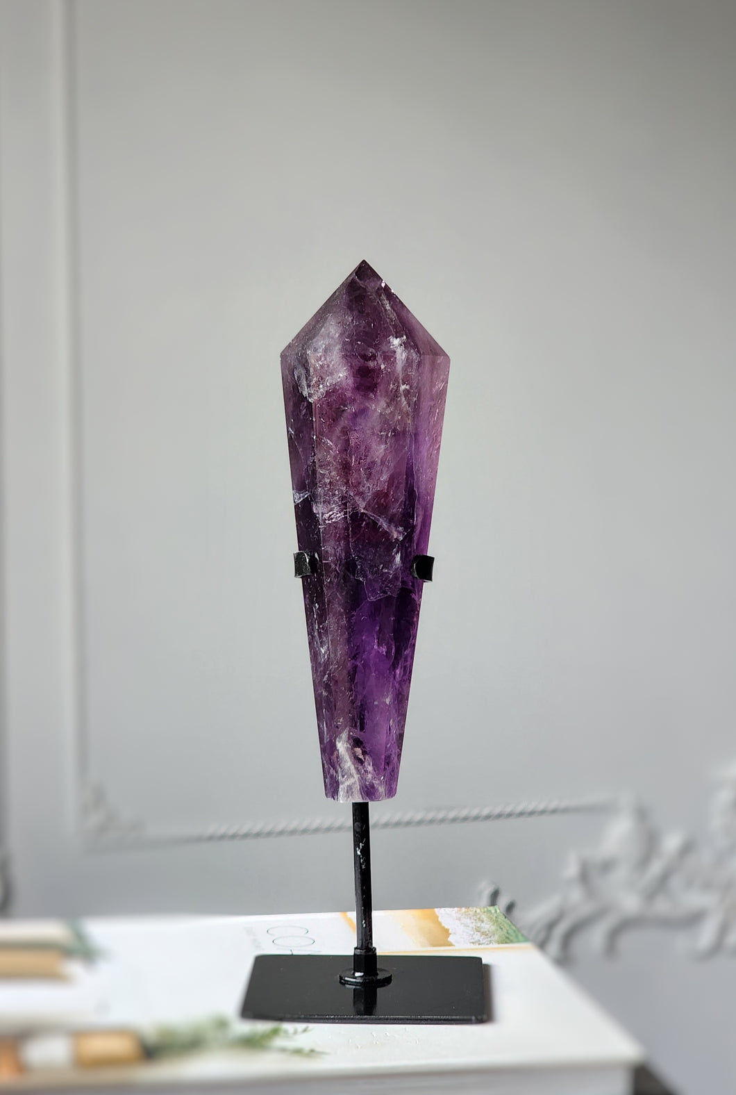 High Quality Phantom Amethyst Wand on Black Stand - 644g #6