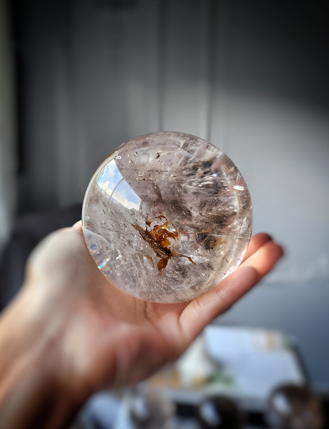 Smoky Quartz Sphere x Golden Healer Inclusion - 950g #36